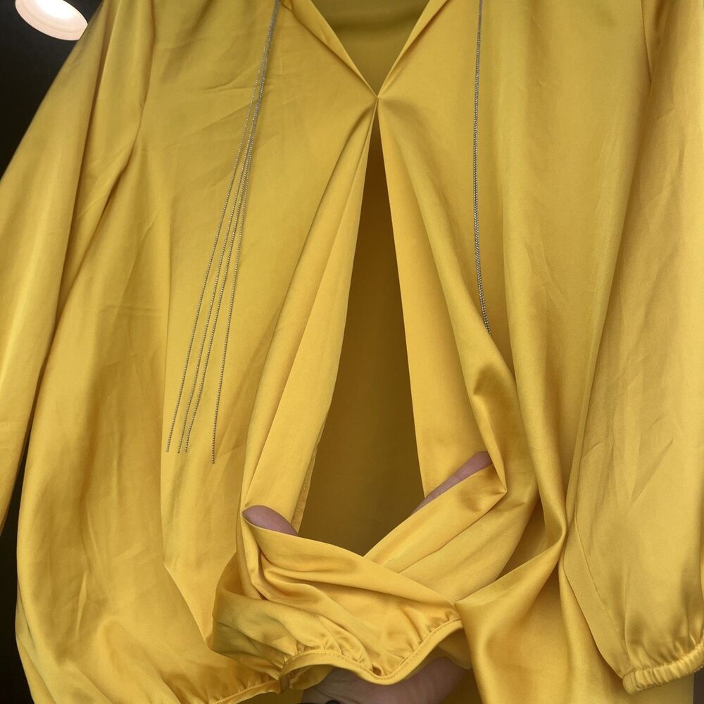 MARC NEW YORK ANDREW MARC MUSTARD YELLOW Women’s Size Medium Blouse - Picture 7 of 7